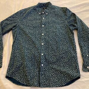 J. Crew Navy Floral Long-Sleeve Button-Down Shirt